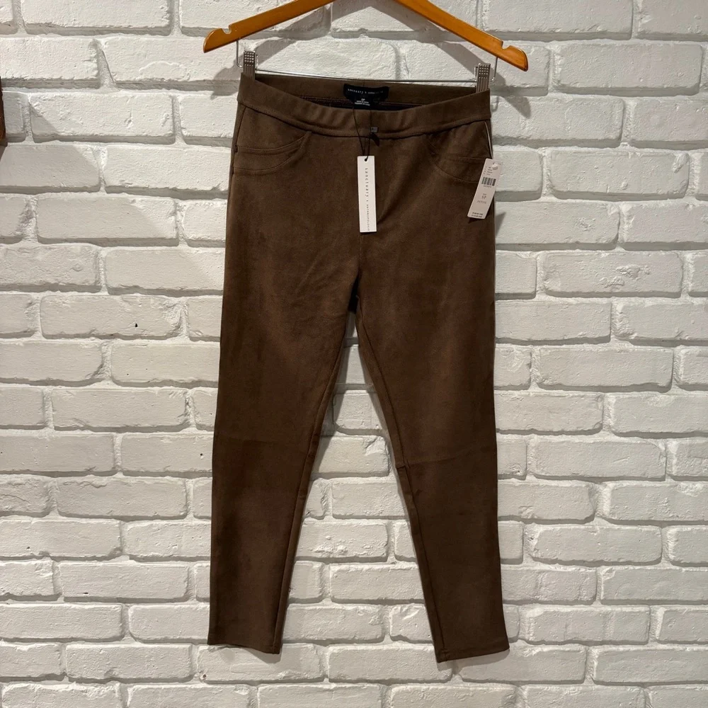 Sanctuary x Anthropologie Brown Faux Suede Pants SP Petite High Rise Skinny NWT